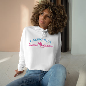 "California" Relaxed Fit Crop Hoodie, White (All Sizes)