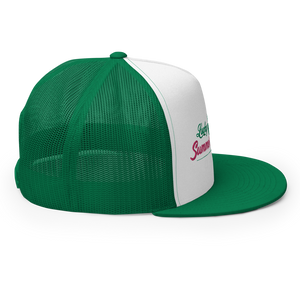 "Lucky Irish" Embroidered Mesh Snapback Trucker Hat, Green & White (Adjustable Size)