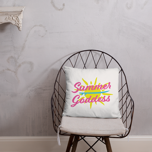 'Sunshine' White Bedroom Throw Pillow (14" x 14")