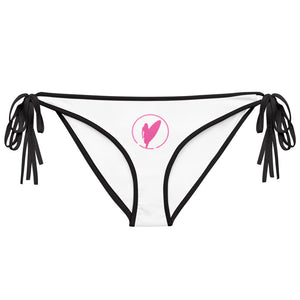 'Circled Surfer' White Bikini Bottom, Black or White Straps (All Sizes)