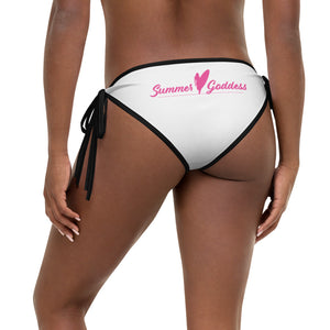 'Circled Surfer' White Bikini Bottom, Black or White Straps (All Sizes)