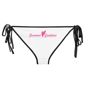 'Circled Surfer' White Bikini Bottom, Black or White Straps (All Sizes)