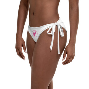 'Circled Surfer' White Bikini Bottom, Black or White Straps (All Sizes)