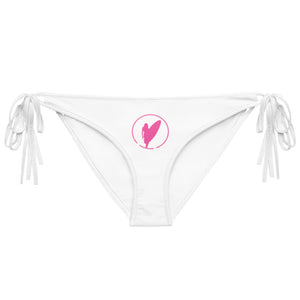 'Circled Surfer' White Bikini Bottom, Black or White Straps (All Sizes)