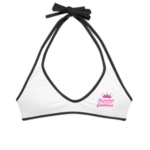 'Surf Queen' White Bikini Top, Black or White Straps (All Sizes)