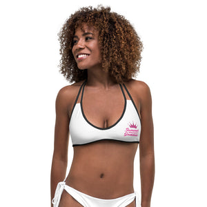 'Surf Queen' White Bikini Top, Black or White Straps (All Sizes)