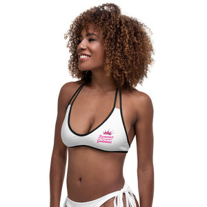 'Surf Queen' White Bikini Top, Black or White Straps (All Sizes)