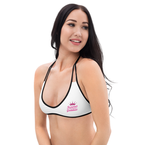 'Surf Queen' White Bikini Top, Black or White Straps (All Sizes)