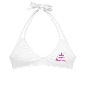 'Surf Queen' White Bikini Top, Black or White Straps (All Sizes)