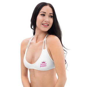 'Surf Queen' White Bikini Top, Black or White Straps (All Sizes)