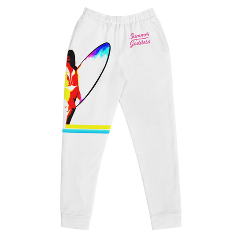 'Neon Surfer' White Jogger Sweatpants (All Sizes)