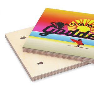 'Sunset Surfer' Wood Canvas Hangable Wall Art (7.8" x 7.8")