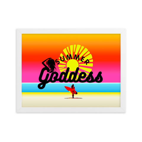 'Sunset Surfer' Framed Matte Poster, White Frame (2 Sizes)