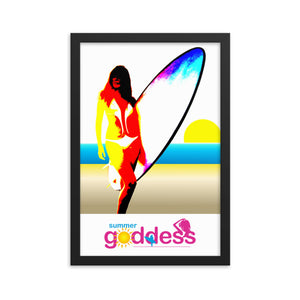 'Neon Surfer' Framed Vertical Poster, Premium Photo Paper with Black Frame (18" x 12")