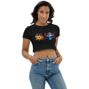 "American" Organic Cotton Relaxed Fit Crop Top, Black or White (All Sizes)