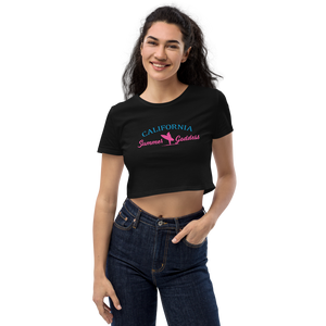 "California" Organic Cotton Relaxed Fit Crop Top, Black or White (All Sizes)