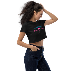 "California" Organic Cotton Relaxed Fit Crop Top, Black or White (All Sizes)