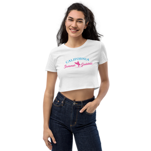 "California" Organic Cotton Relaxed Fit Crop Top, Black or White (All Sizes)