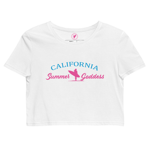 "California" Organic Cotton Relaxed Fit Crop Top, Black or White (All Sizes)