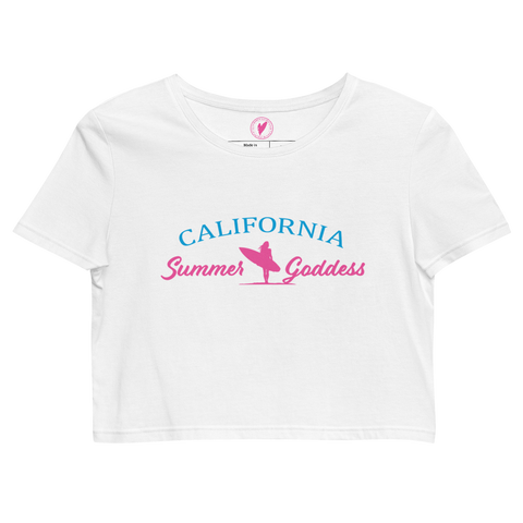 "California" Organic Cotton Relaxed Fit Crop Top, Black or White (All Sizes)