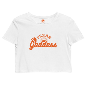 "Texas Goddess" Organic Cotton Relaxed Fit Crop Top, Black or White (All Sizes)