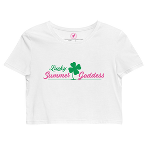 "Lucky Irish" Organic Cotton Relaxed Fit Crop Top, Black or White (All Sizes)