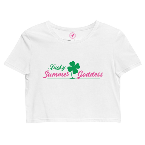 "Lucky Irish" Organic Cotton Relaxed Fit Crop Top, Black or White (All Sizes)