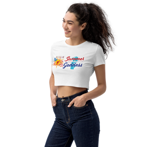 "American" Organic Cotton Relaxed Fit Crop Top, Black or White (All Sizes)