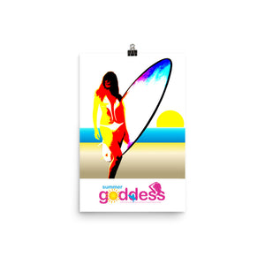 'Neon Surfer' Vertical Poster on Premium Photo Paper (18" x 12")