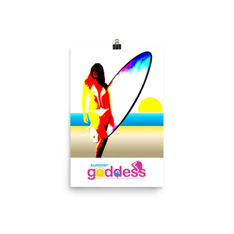 'Neon Surfer' Vertical Poster on Premium Photo Paper (18" x 12")