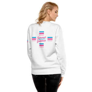 'Surf Stripes' Soft Fleece Pullover Sweater, White or Pink (All Sizes)