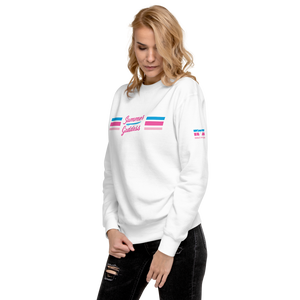 'Surf Stripes' Soft Fleece Pullover Sweater, White or Pink (All Sizes)