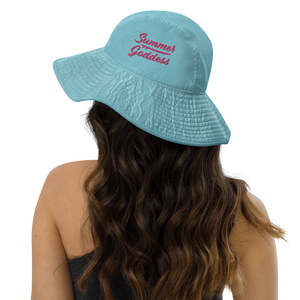 'Tribal Surf' Embroidered Wide Brim Bucket Hat, White or Aqua (S/M and L/XL Sizes)