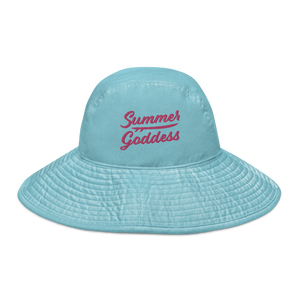 'Tribal Surf' Embroidered Wide Brim Bucket Hat, White or Aqua (S/M and L/XL Sizes)