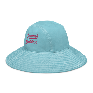 'Tribal Surf' Embroidered Wide Brim Bucket Hat, White or Aqua (S/M and L/XL Sizes)