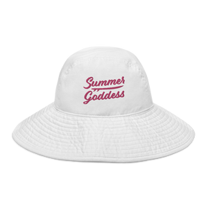 'Tribal Surf' Embroidered Wide Brim Bucket Hat, White or Aqua (S/M and L/XL Sizes)