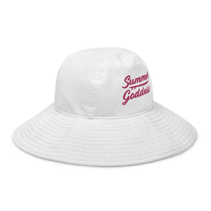 'Tribal Surf' Embroidered Wide Brim Bucket Hat, White or Aqua (S/M and L/XL Sizes)